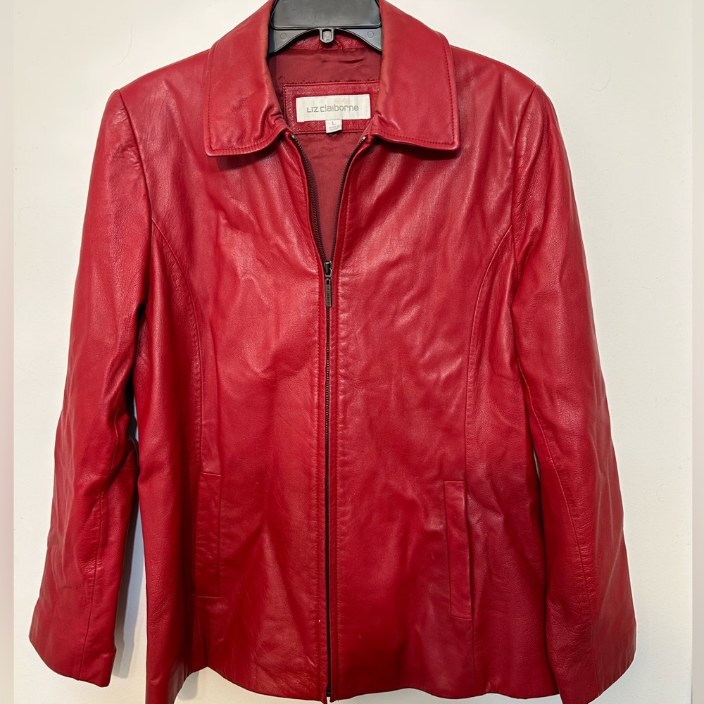Liz Claiborne Leather Zip Jacket